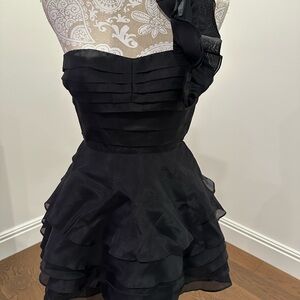 Bebe Elegant Black Ruffled Dress